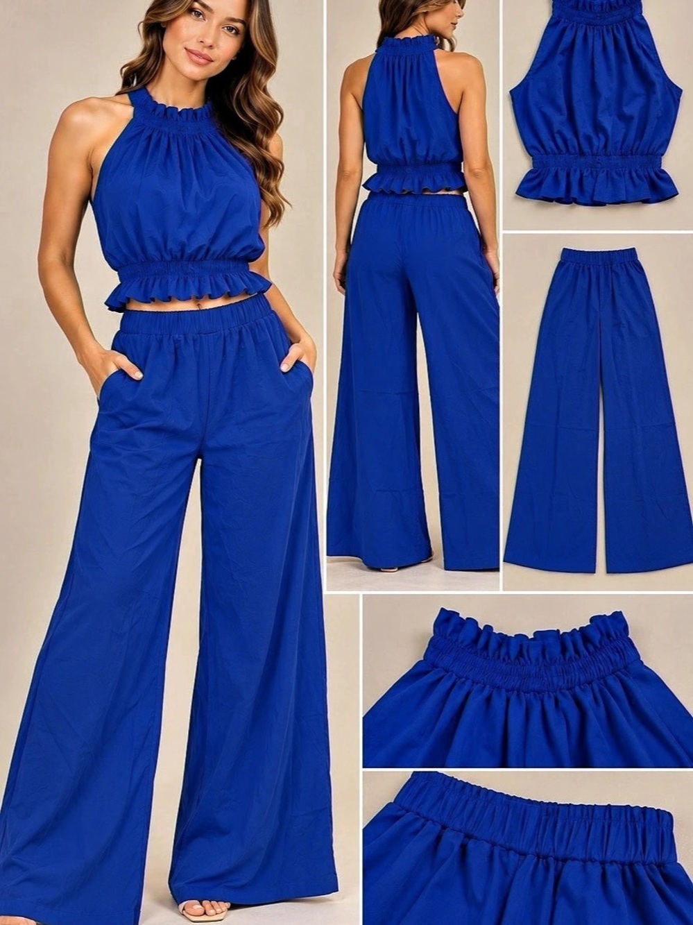 Blue Wide-Leg Jumpsuit